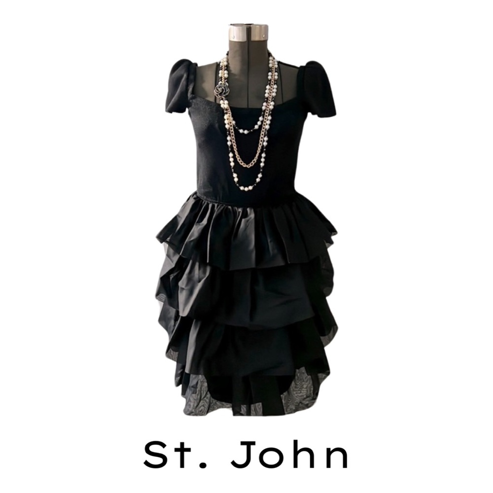 ✨HOST PICK✨ ST. JOHN FOR SAKS FIFTH AVE DRESS WITH TIERED RUFFLED SKIRT -  SZ 8
